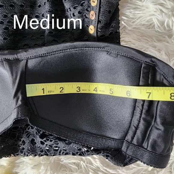 NWOT Black Fishnet One Piece Halter Bathing Suit - Picture 8 of 14